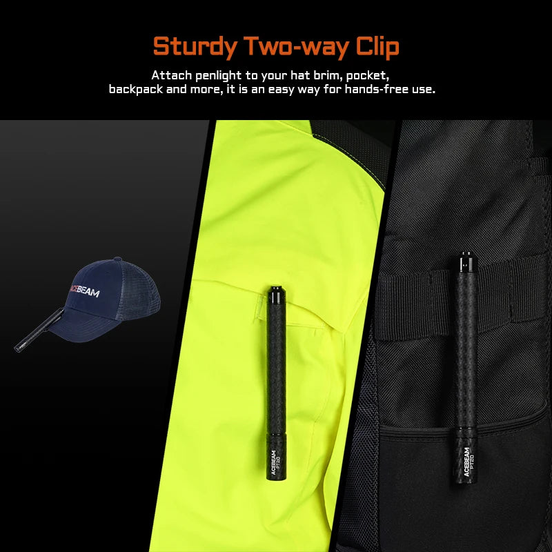 ACEBEAM PT20 penlight compact EDC flashlight 500 lumens 80 meters compatible with 2 AAA batteries 3 brightness level daily torch - Lumen X Gear