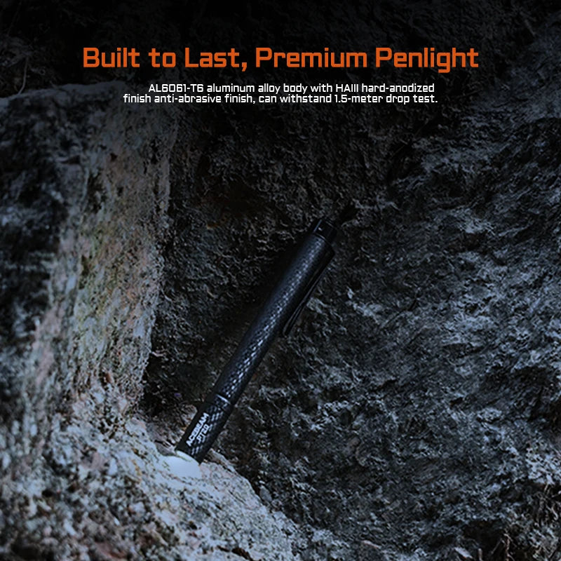ACEBEAM PT20 penlight compact EDC flashlight 500 lumens 80 meters compatible with 2 AAA batteries 3 brightness level daily torch - Lumen X Gear