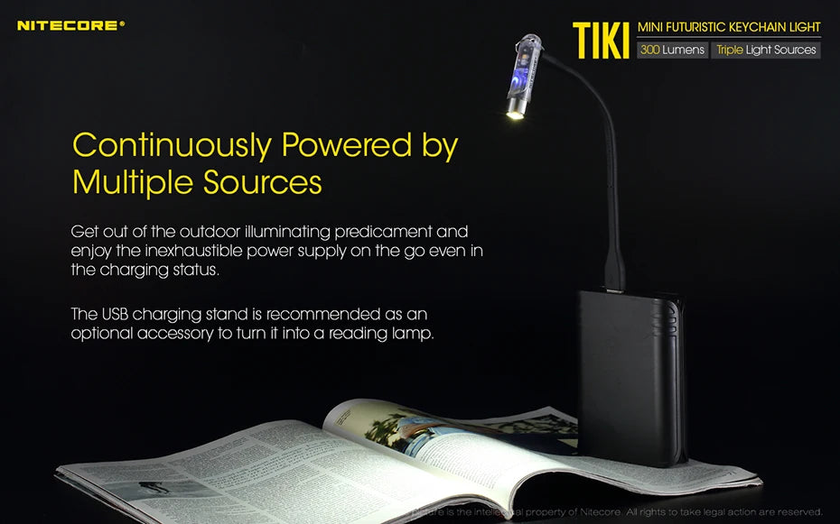 NITECORE TIKI Multi-Light Source USB-C Charge Portable EDC Camping Flashlight APC UV Mini Keychain Light Warning Signal Flashing