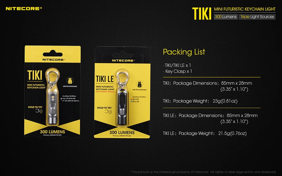 NITECORE TIKI Multi-Light Source USB-C Charge Portable EDC Camping Flashlight APC UV Mini Keychain Light Warning Signal Flashing
