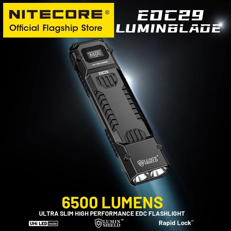 NITECORE EDC29 Utra Slim EDC Flashight 6500 Lumens USB-C Rechargeable Tactical Torch Light Built-in 2500mAh Li-ion Battery - Lumen X Gear