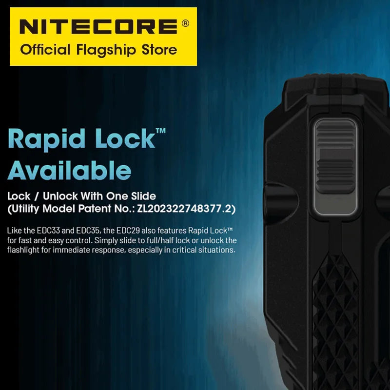 NITECORE EDC29 Utra Slim EDC Flashight 6500 Lumens USB-C Rechargeable Tactical Torch Light Built-in 2500mAh Li-ion Battery - Lumen X Gear