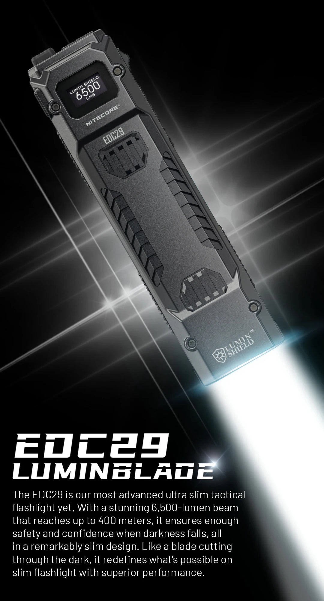 NITECORE EDC29 Utra Slim EDC Flashight 6500 Lumens USB-C Rechargeable Tactical Torch Light Built-in 2500mAh Li-ion Battery - Lumen X Gear
