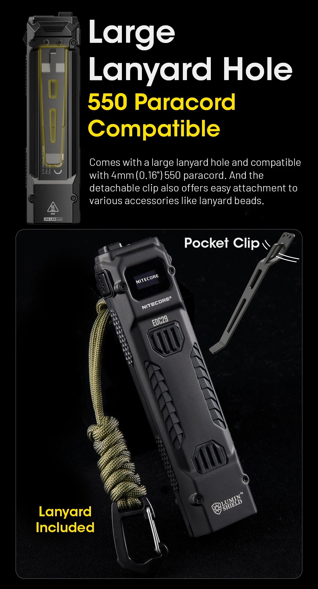 NITECORE EDC29 Utra Slim EDC Flashight 6500 Lumens USB-C Rechargeable Tactical Torch Light Built-in 2500mAh Li-ion Battery - Lumen X Gear