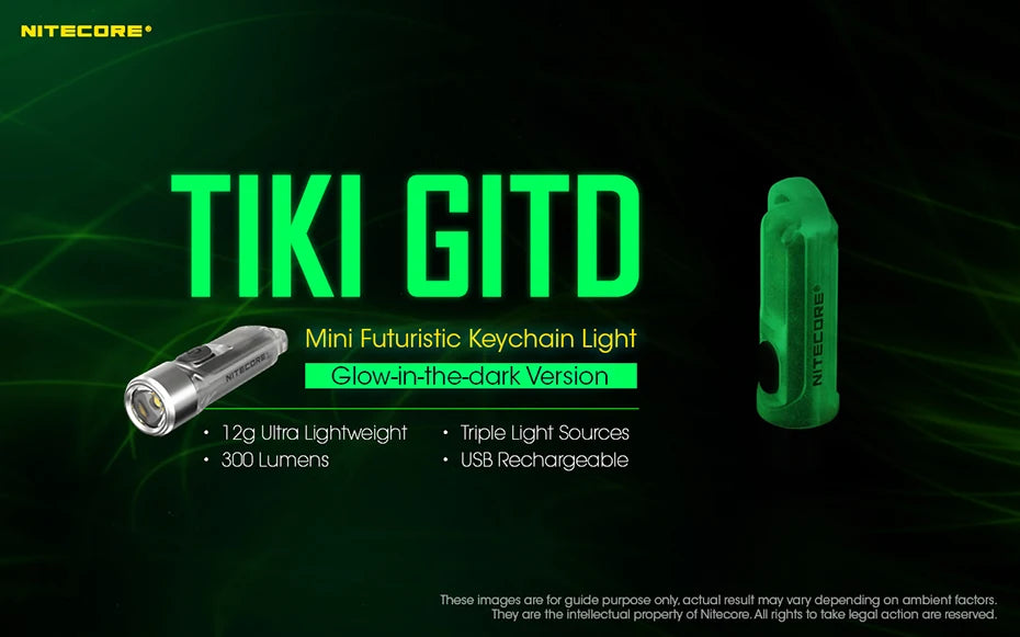 NITECORE TIKI Multi-Light Source USB-C Charge Portable EDC Camping Flashlight APC UV Mini Keychain Light Warning Signal Flashing - Lumen X Gear