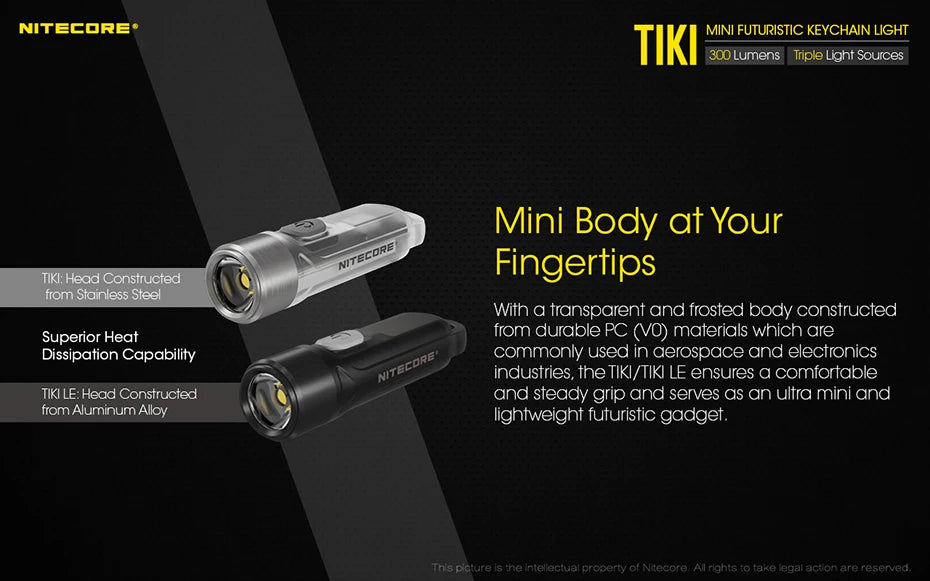 NITECORE TIKI Multi-Light Source USB-C Charge Portable EDC Camping Flashlight APC UV Mini Keychain Light Warning Signal Flashing - Lumen X Gear