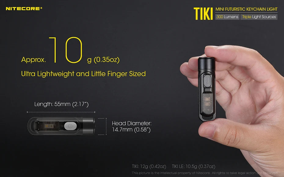 NITECORE TIKI Multi-Light Source USB-C Charge Portable EDC Camping Flashlight APC UV Mini Keychain Light Warning Signal Flashing - Lumen X Gear