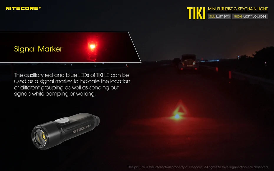 NITECORE TIKI Multi-Light Source USB-C Charge Portable EDC Camping Flashlight APC UV Mini Keychain Light Warning Signal Flashing - Lumen X Gear