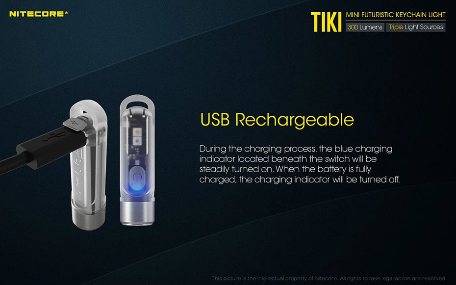 NITECORE TIKI Multi-Light Source USB-C Charge Portable EDC Camping Flashlight APC UV Mini Keychain Light Warning Signal Flashing - Lumen X Gear