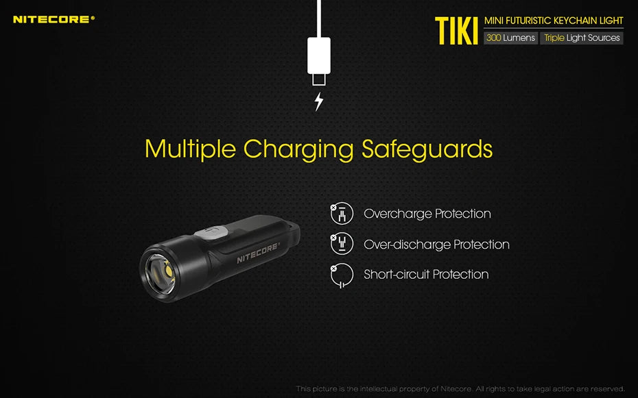 NITECORE TIKI Multi-Light Source USB-C Charge Portable EDC Camping Flashlight APC UV Mini Keychain Light Warning Signal Flashing - Lumen X Gear