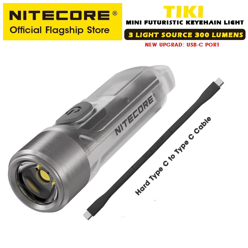 NITECORE TIKI Multi-Light Source USB-C Charge Portable EDC Camping Flashlight APC UV Mini Keychain Light Warning Signal Flashing