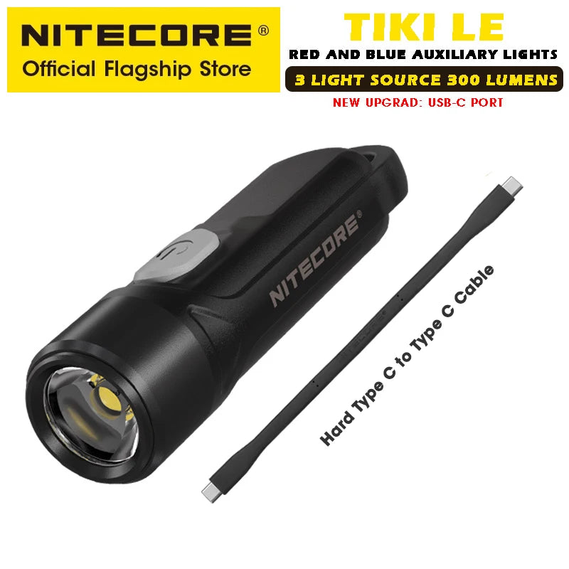 NITECORE TIKI Multi-Light Source USB-C Charge Portable EDC Camping Flashlight APC UV Mini Keychain Light Warning Signal Flashing