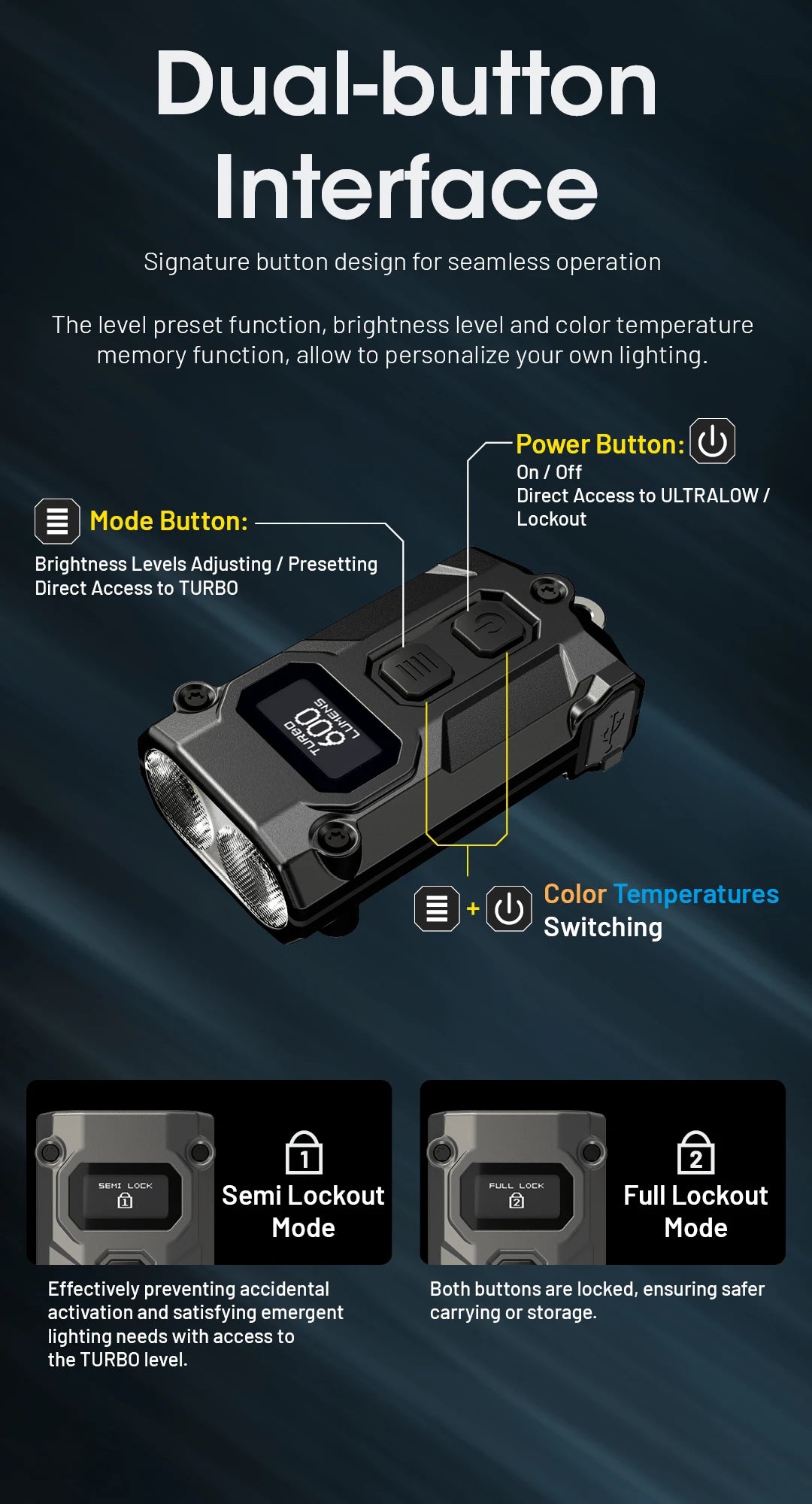 NITECORE TINI3 2025 EDC Keychain Light Mini Multiple Color Temperatures Flashlight USB-C Rechargeable 600 Lumen, Li-ion Battery