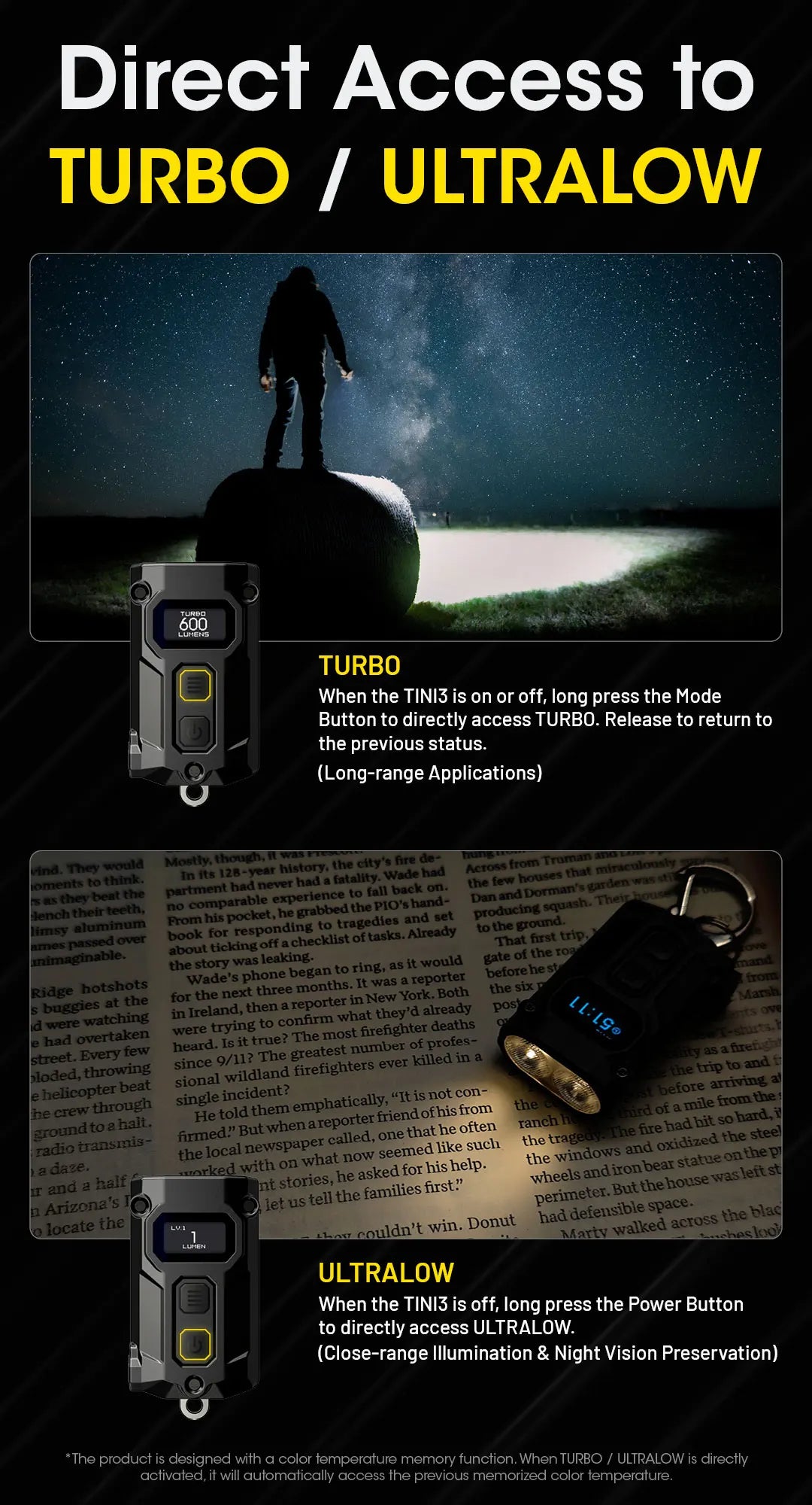 NITECORE TINI3 2025 EDC Keychain Light Mini Multiple Color Temperatures Flashlight USB-C Rechargeable 600 Lumen, Li-ion Battery