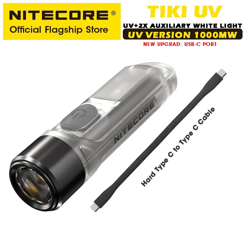 NITECORE TIKI Multi-Light Source USB-C Charge Portable EDC Camping Flashlight APC UV Mini Keychain Light Warning Signal Flashing