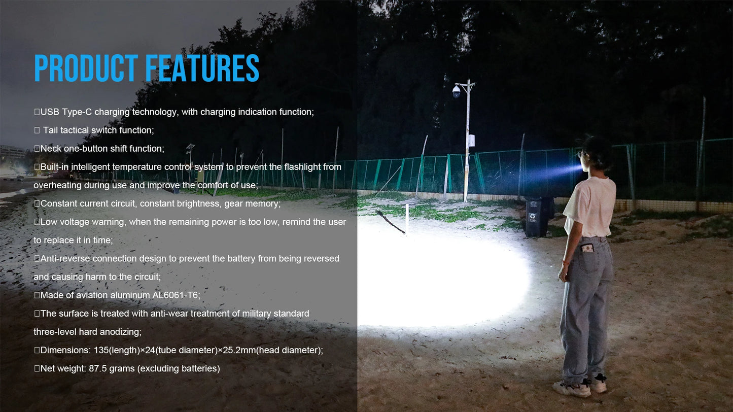 Trustfire T10R Tactical Led Flashlight 1800 Lumen Powerful Type C USB Rechargeable 18650 Torch Lamps High Power Lamp Dual Switch