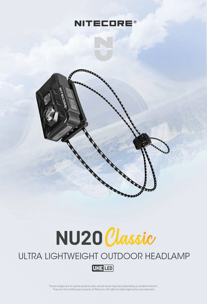 NITECORE NU20 Classic USB-C Rechargeable Headlamp 38 g Ultra Lightweight Headlight For Backpacker Outdoor Camping, Trail Running