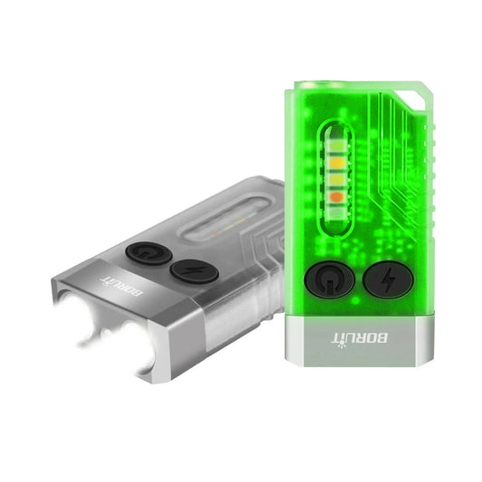 BORUiT V10 EDC Keychain LED Fluorescence Flashlight Type-C Rechargeable Torch Work Light Magnet Buzzer 365nm UV V3 Plus Lantern - Lumen X Gear 