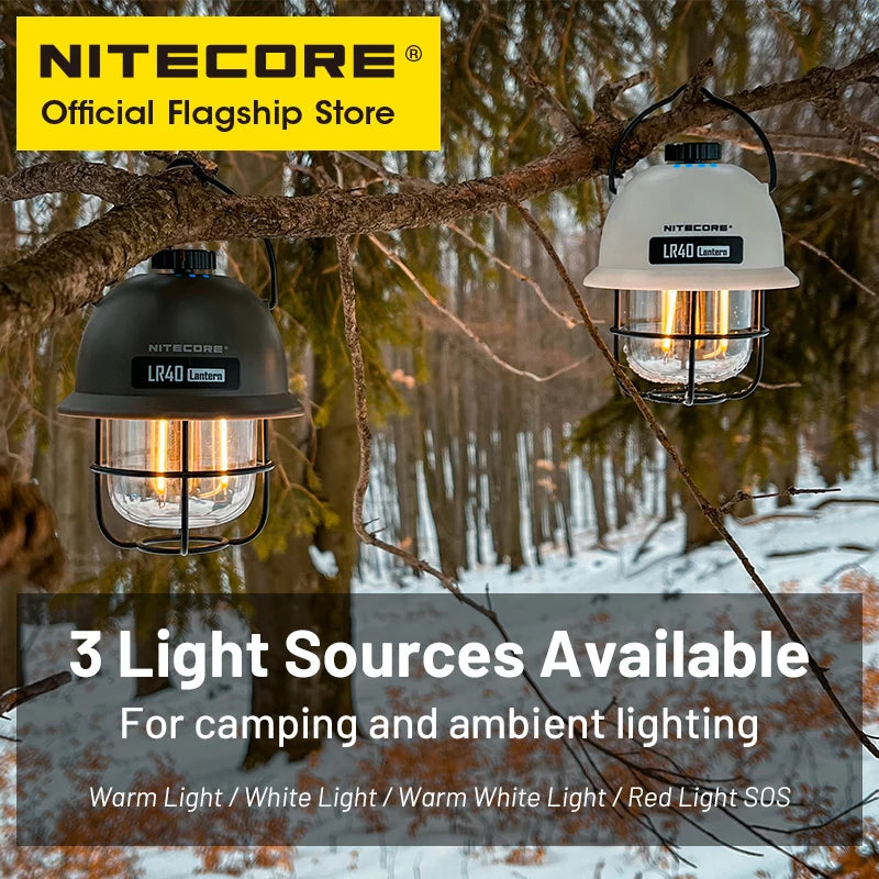 NITECORE 2-in-1 LR40 Camping Light Power Bank 100 Lumen 3 Light Sources Portable LED USB-C Rechargeable Camping Tent Lantern - Lumen X Gear 