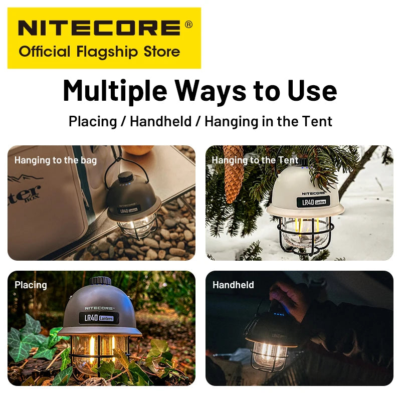 NITECORE 2-in-1 LR40 Camping Light Power Bank 100 Lumen 3 Light Sources Portable LED USB-C Rechargeable Camping Tent Lantern - Lumen X Gear 