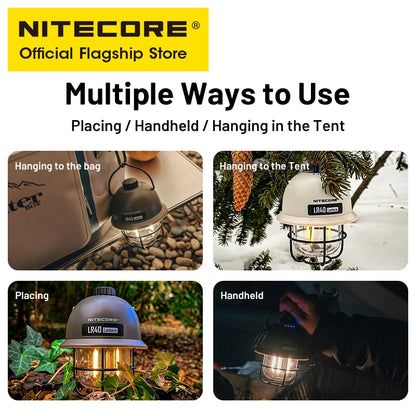 NITECORE 2-in-1 LR40 Camping Light Power Bank 100 Lumen 3 Light Sources Portable LED USB-C Rechargeable Camping Tent Lantern - Lumen X Gear 