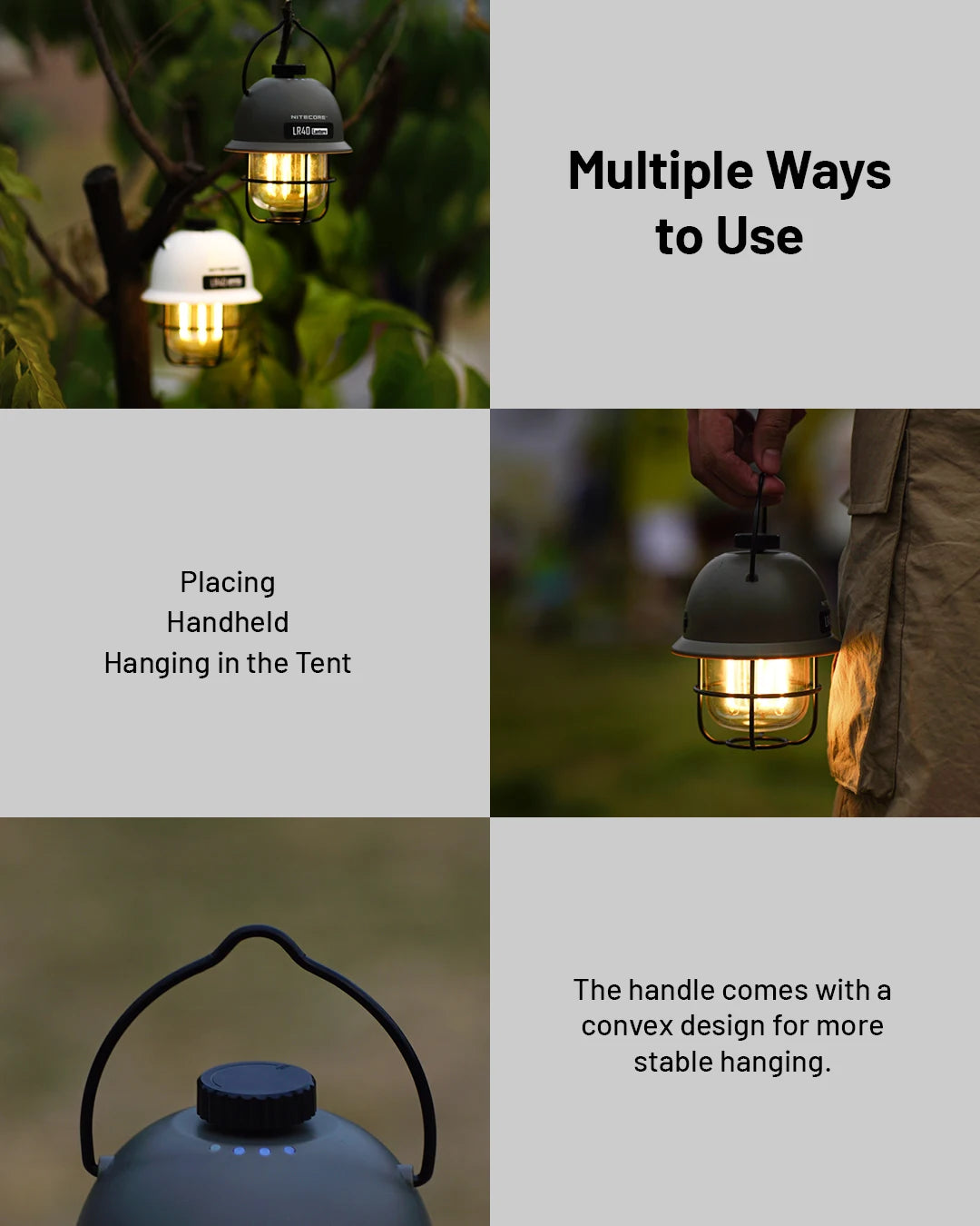 NITECORE 2-in-1 LR40 Camping Light Power Bank 100 Lumen 3 Light Sources Portable LED USB-C Rechargeable Camping Tent Lantern - Lumen X Gear 