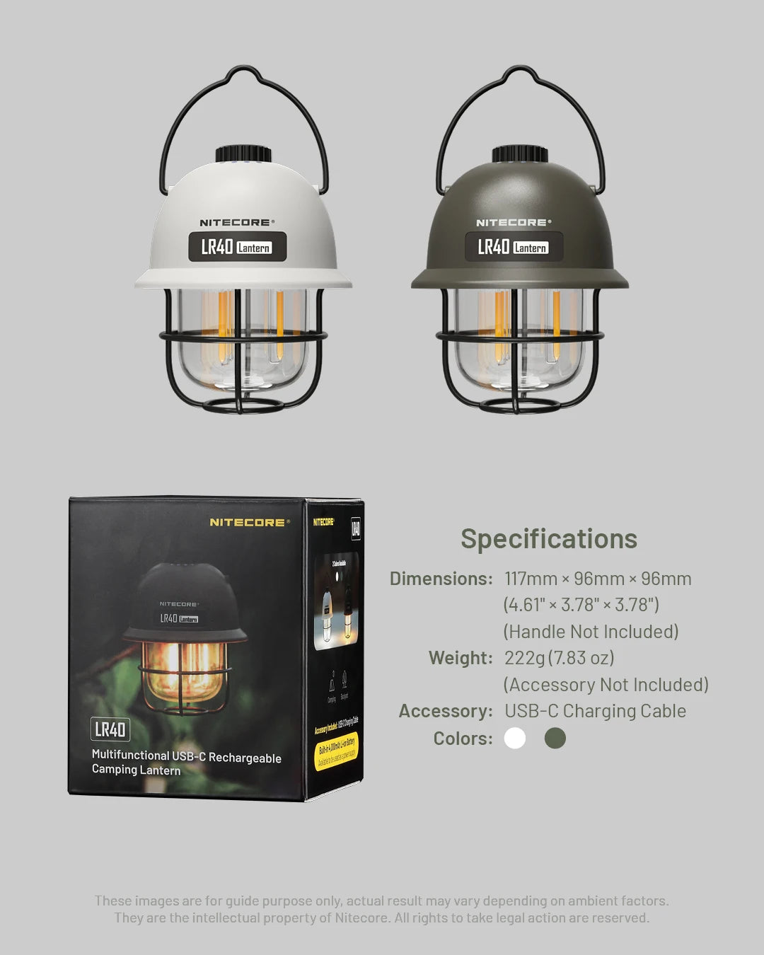 NITECORE 2-in-1 LR40 Camping Light Power Bank 100 Lumen 3 Light Sources Portable LED USB-C Rechargeable Camping Tent Lantern - Lumen X Gear 