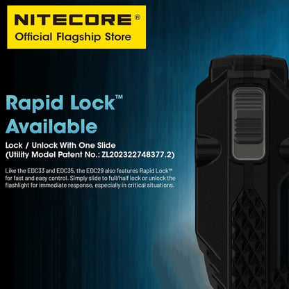NITECORE EDC29 Utra Slim EDC Flashight 6500 Lumens USB-C Rechargeable Tactical Torch Light Built-in 2500mAh Li-ion Battery - Lumen X Gear 