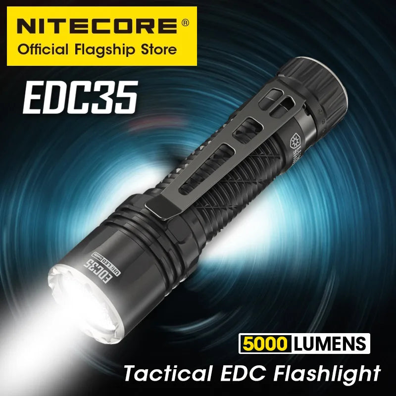 NITECORE EDC35 Tactical Flashlight EDC USB-C Rechargeable Search Torch Light 5000 Lumens UHi 40, 6000mAh 21700 Li-ion Battery - Lumen X Gear 