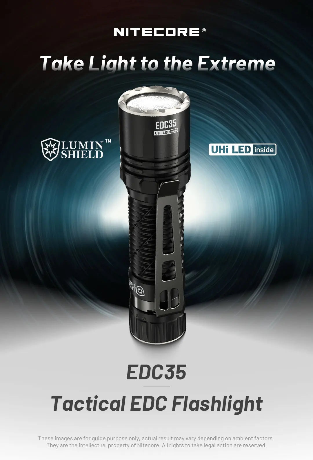 NITECORE EDC35 Tactical Flashlight EDC USB-C Rechargeable Search Torch Light 5000 Lumens UHi 40, 6000mAh 21700 Li-ion Battery - Lumen X Gear 