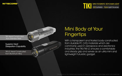NITECORE TIKI Multi-Light Source USB-C Charge Portable EDC Camping Flashlight APC UV Mini Keychain Light Warning Signal Flashing - Lumen X Gear 