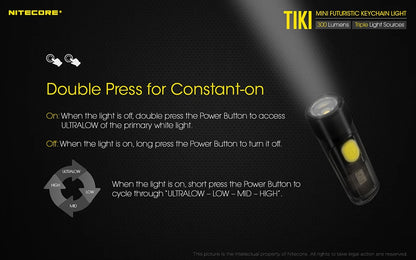 NITECORE TIKI Multi-Light Source USB-C Charge Portable EDC Camping Flashlight APC UV Mini Keychain Light Warning Signal Flashing - Lumen X Gear 