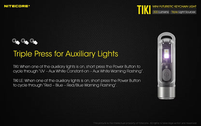 NITECORE TIKI Multi-Light Source USB-C Charge Portable EDC Camping Flashlight APC UV Mini Keychain Light Warning Signal Flashing - Lumen X Gear 
