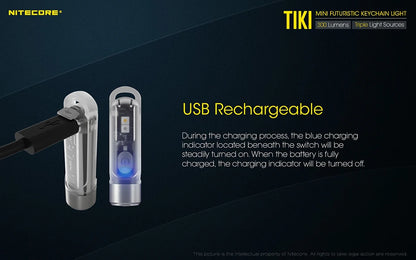 NITECORE TIKI Multi-Light Source USB-C Charge Portable EDC Camping Flashlight APC UV Mini Keychain Light Warning Signal Flashing - Lumen X Gear 