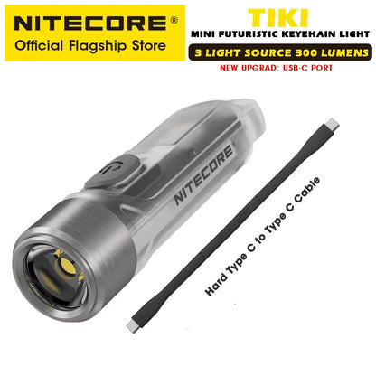 NITECORE TIKI Multi-Light Source USB-C Charge Portable EDC Camping Flashlight APC UV Mini Keychain Light Warning Signal Flashing