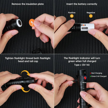 Wurkkos FC11C Nichia 519A Buck Circuit Hiking 18650 Flashlight Max ouput 1200 LM USB C Rechargeable EDC Torch Father's Day Gifts