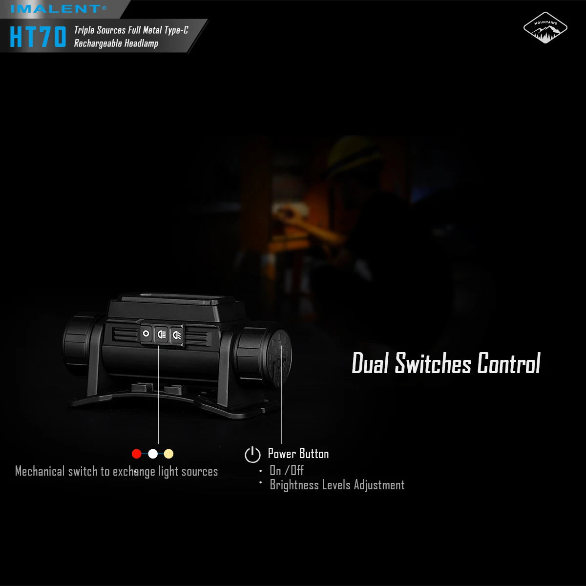 IMALENT HT70 LED Headlamp 3500LM 349M 5000mAh Battery Type-C Rechargeable White Red Light Three-Light Source Headlight