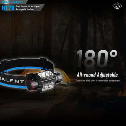IMALENT HT70 LED Headlamp 3500LM 349M 5000mAh Battery Type-C Rechargeable White Red Light Three-Light Source Headlight